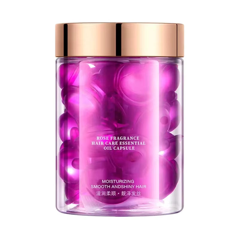 30Pcs Rose Essential Oil Capsules Supple Dry Hair Keratin Plant Complex Oil Dry Damaged Hair Repair Female Hair Repair Essence