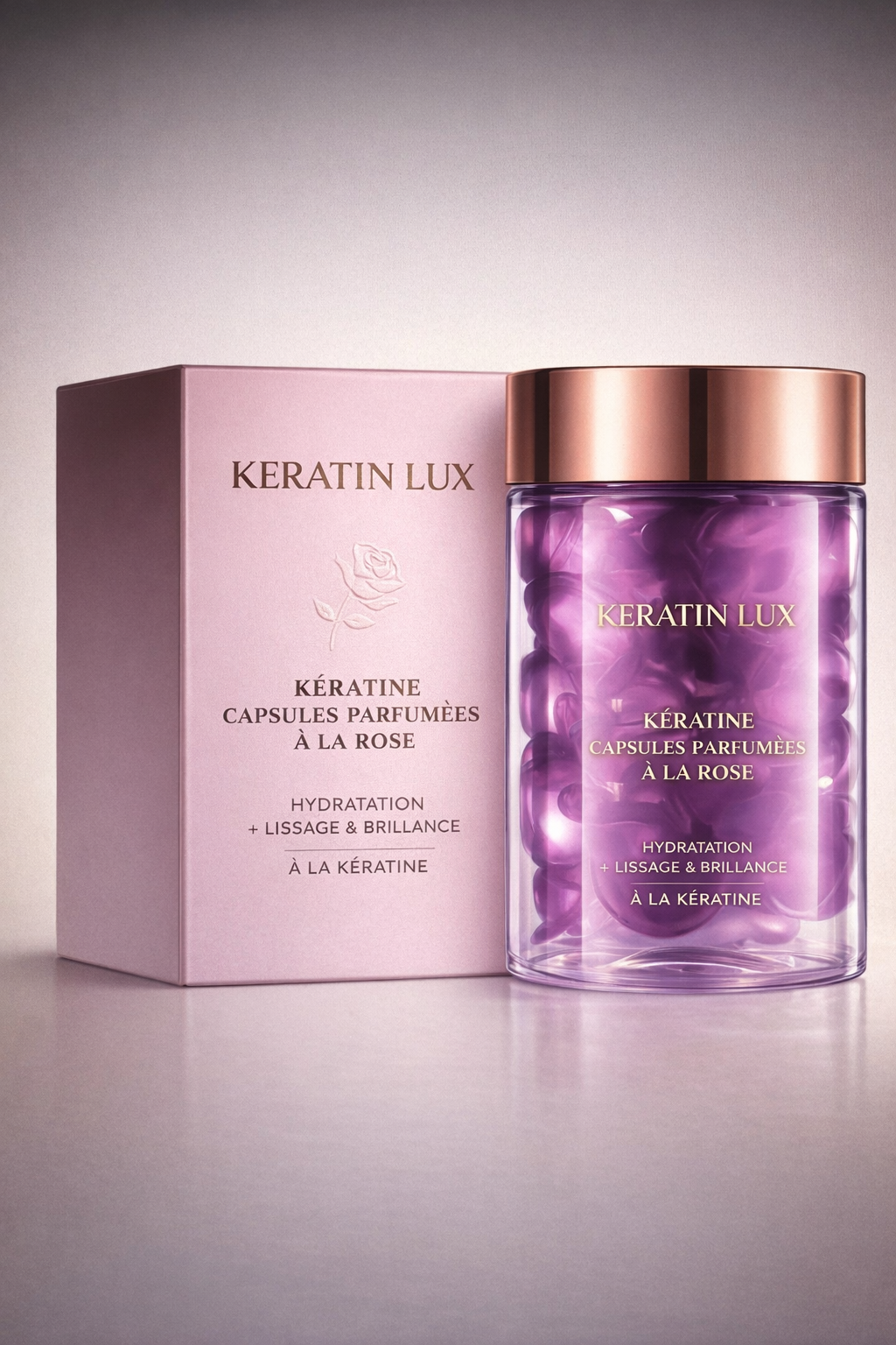 30 Capsules Capillaires à l’Huile de Rose & Kératine – Soin Réparateur Intense