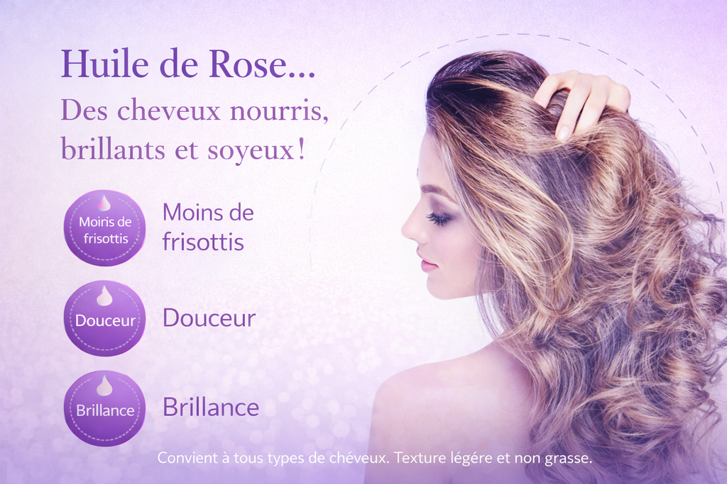 Dites adieu aux frisottis et aux cheveux ternes dès la première application grâce à notre huile capillaire sans rinçage