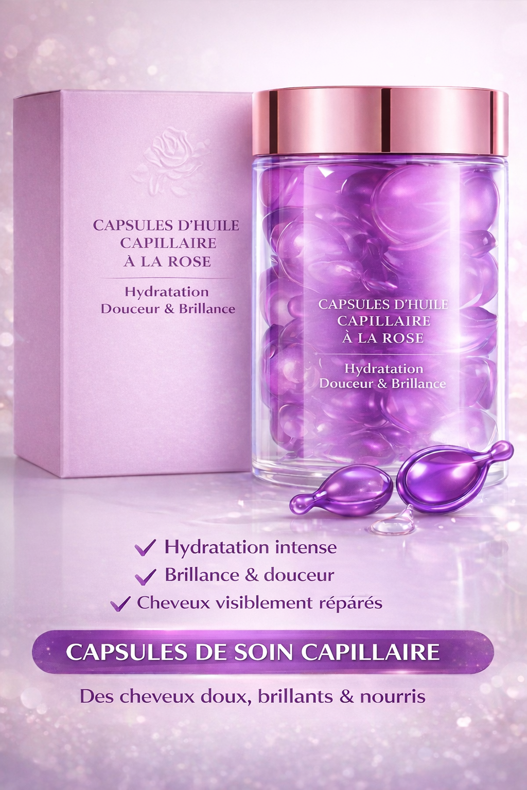 Dites adieu aux frisottis et aux cheveux ternes dès la première application grâce à notre huile capillaire sans rinçage