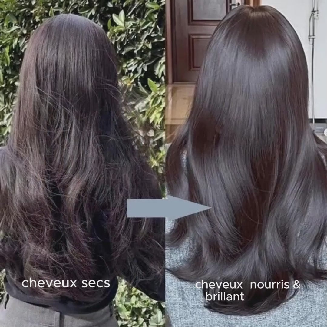 Dites adieu aux frisottis et aux cheveux ternes dès la première application grâce à notre huile capillaire sans rinçage